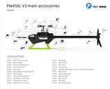FlyWing FW450L V3 GPS/3D RC Helicopter White- RTF
