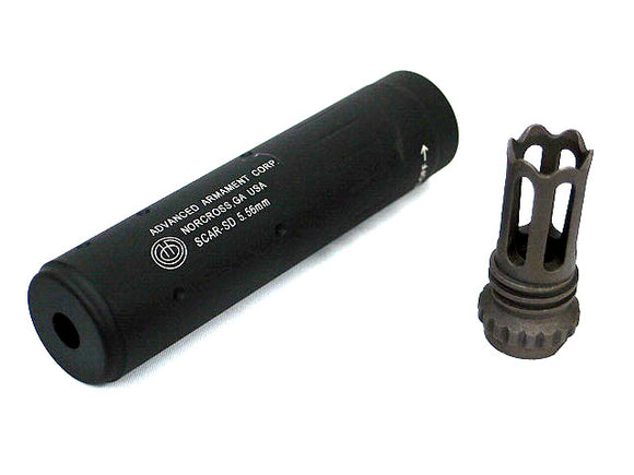 SCAR Flash Hider *Long* 14mm CW and QD Silencer - Black